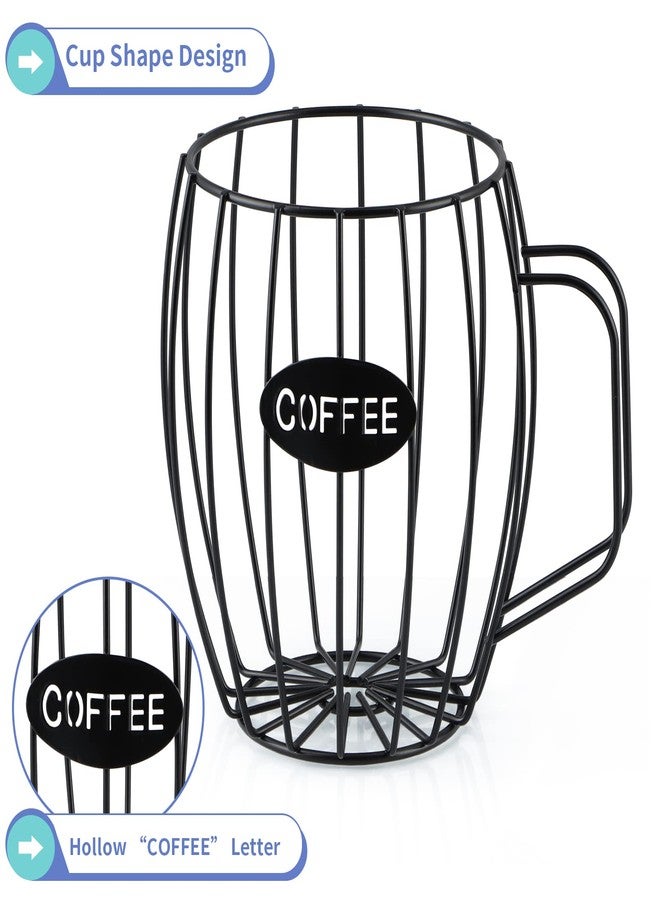 MOLIGOU Coffee Pod Basket, Black, Round, Modern, Rustic, Country-Chic, K Cup Storage, Organizer, Decor, Kitchen Counter, Coffee Bar - Image 5